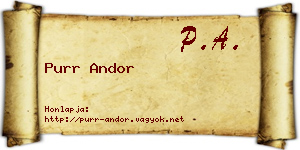 Purr Andor névjegykártya